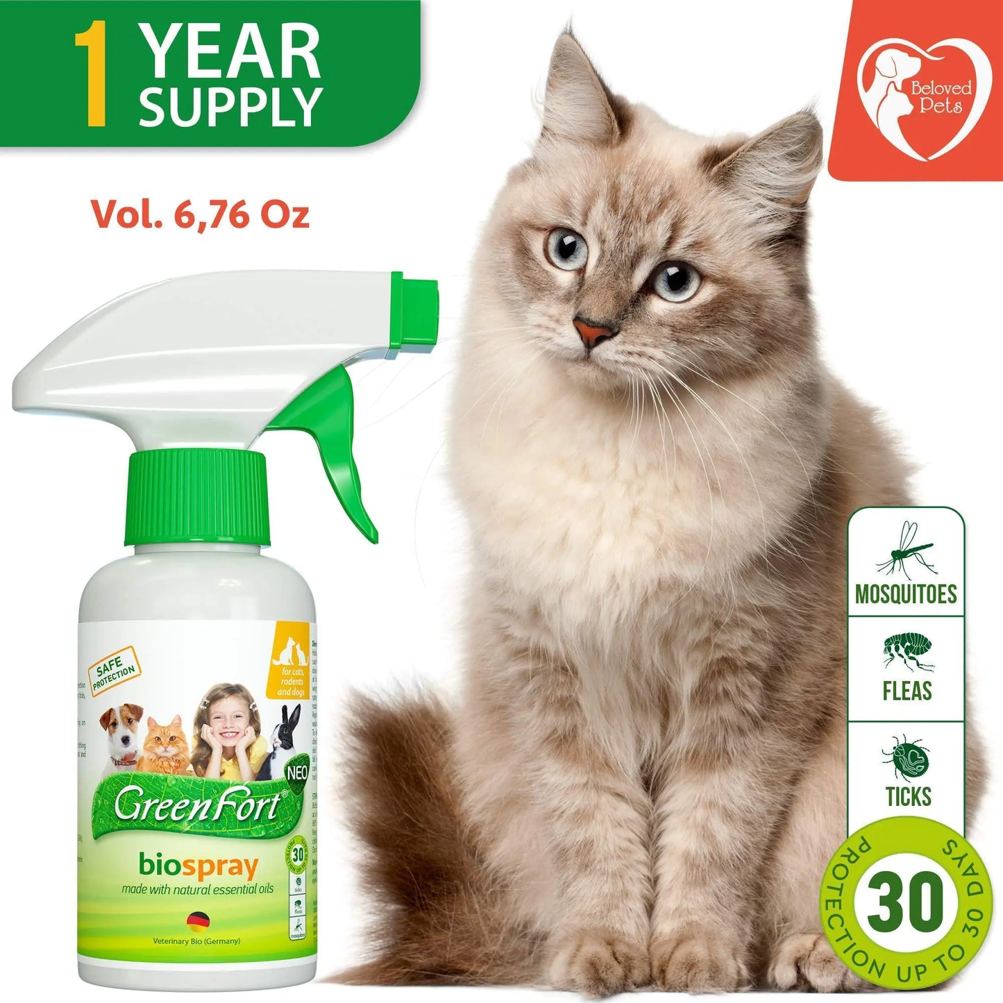 🐾 Spray Natural Antipulgas y Garrapatas – Para Perros, Gatos, Hurones y Hogar