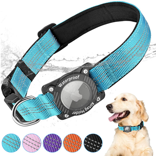 📍 Collar para Perros con Soporte para AirTag – Reflectivo, Ajustable y Resistente al Agua