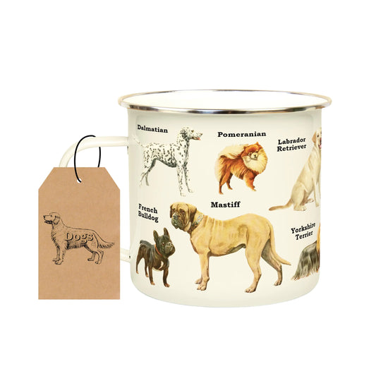 Gift Republic Dogs Enamel Mug Outdoor Camping Mug 500 ml Metal Coffee Cup Puppy Dog Design