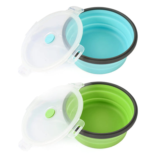 🐾 Set x2 Bowls Plegables con Tapa – Viajes, Camping y Paseos