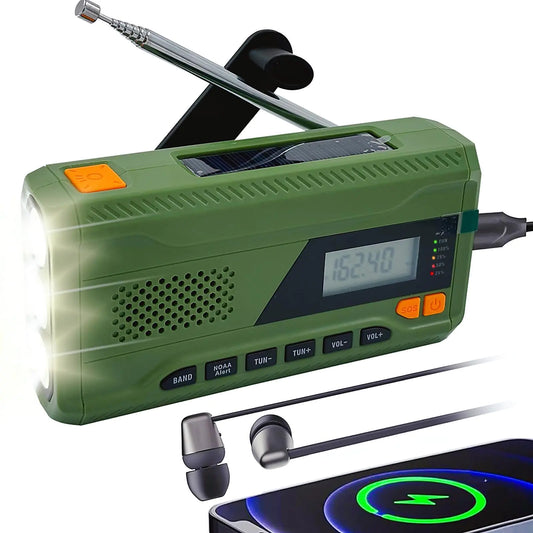 📻 Radio de Emergencia Solar & Manivela iRonsnow – Con Linterna, Pantalla Digital y Cargador de 4500mAh